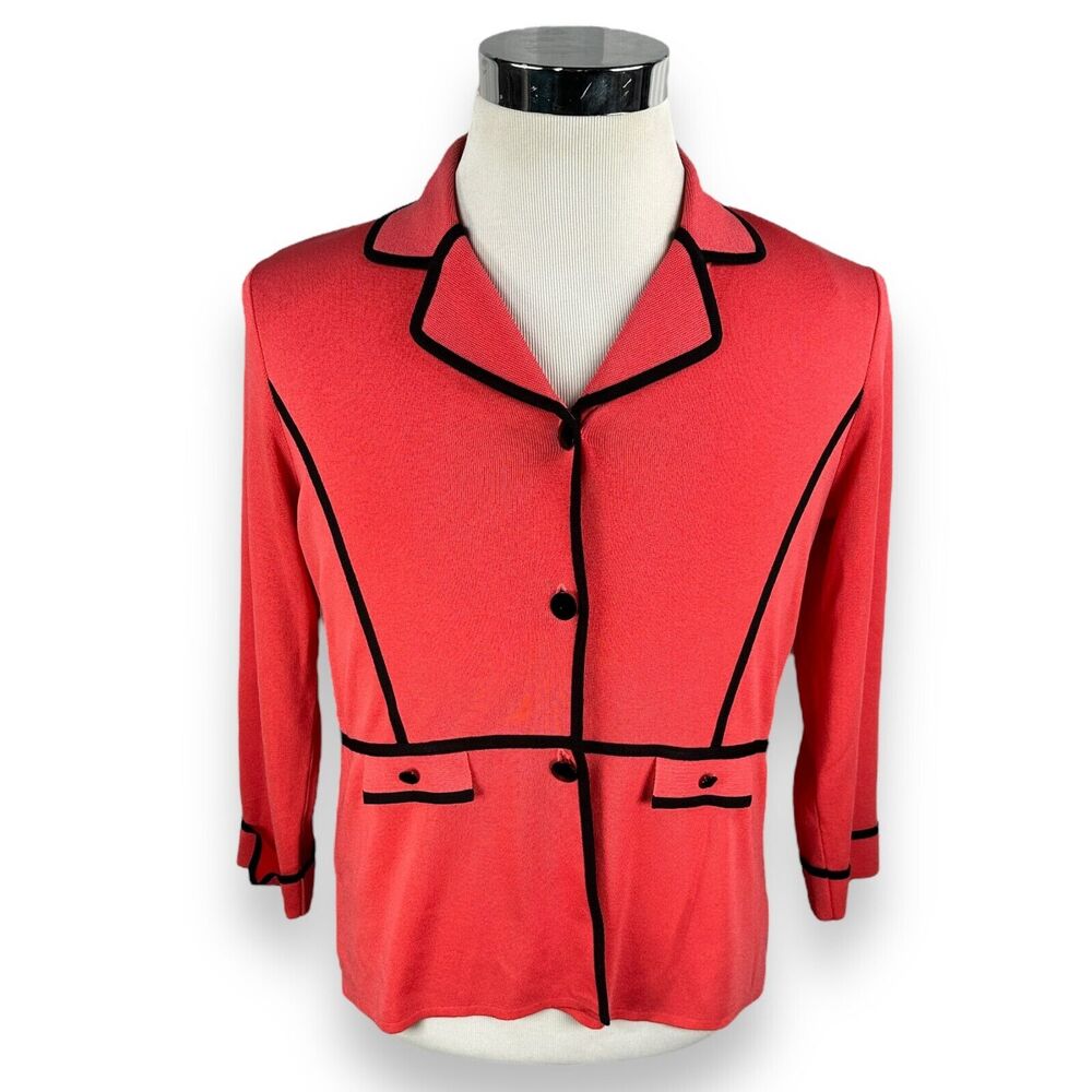 Misook Exclusively Blazer Jacket Cardigan Women's Small Lapel Collar Pink